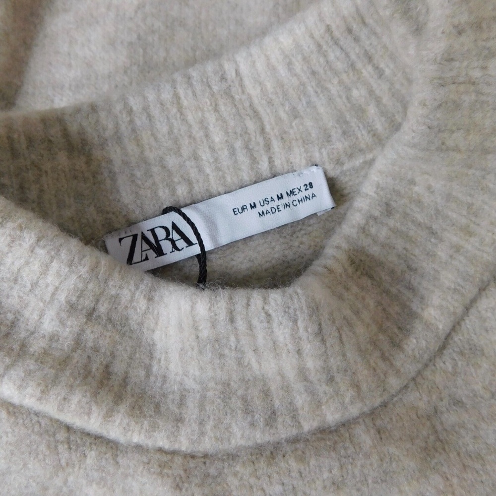 ZARA Organza Ruffle Knit Combination Sweater Ruffled Romantic Wool Medium - Picture 12 of 15